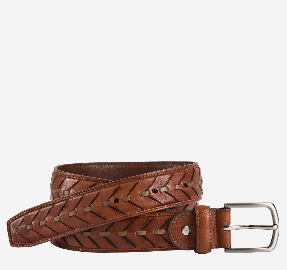 johnston & murphy Center Laced Belt Tan