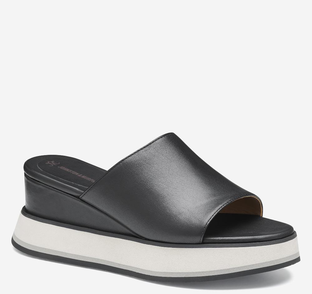 johnston & murphy Colleen Slide Black Nappa Leather