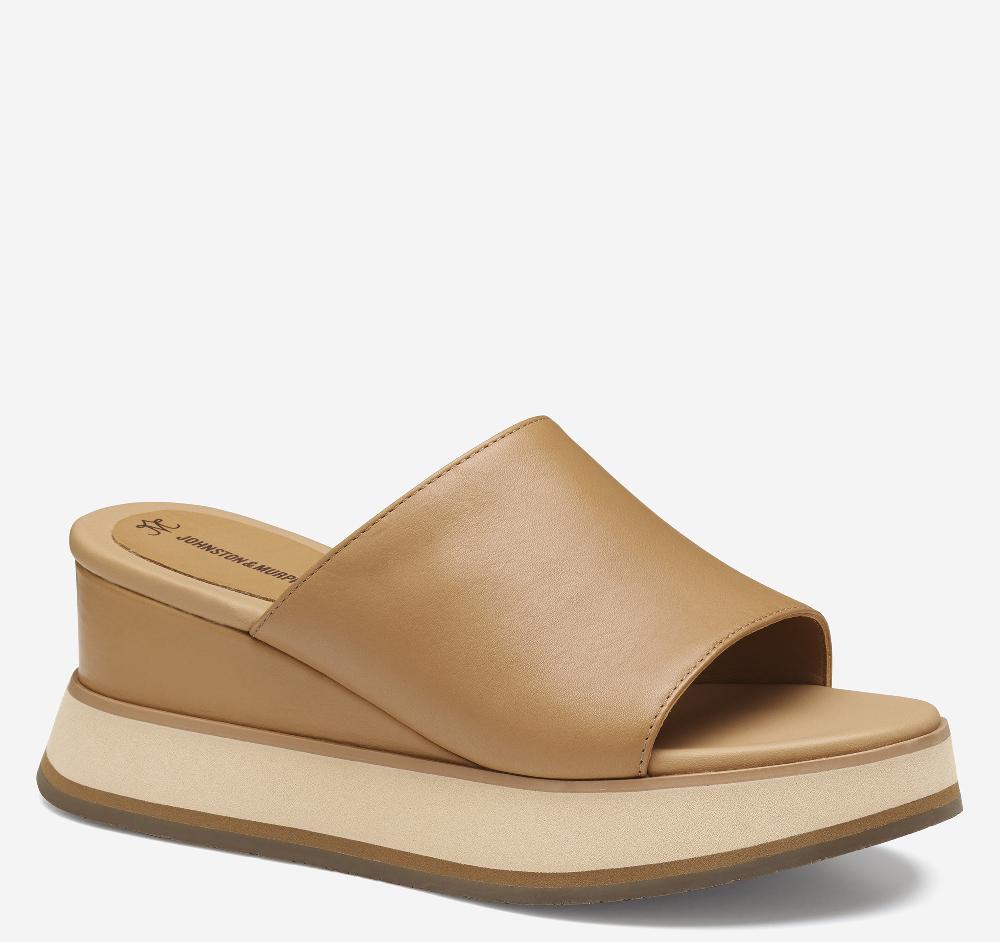 johnston & murphy Colleen Slide Tan Nappa Leather