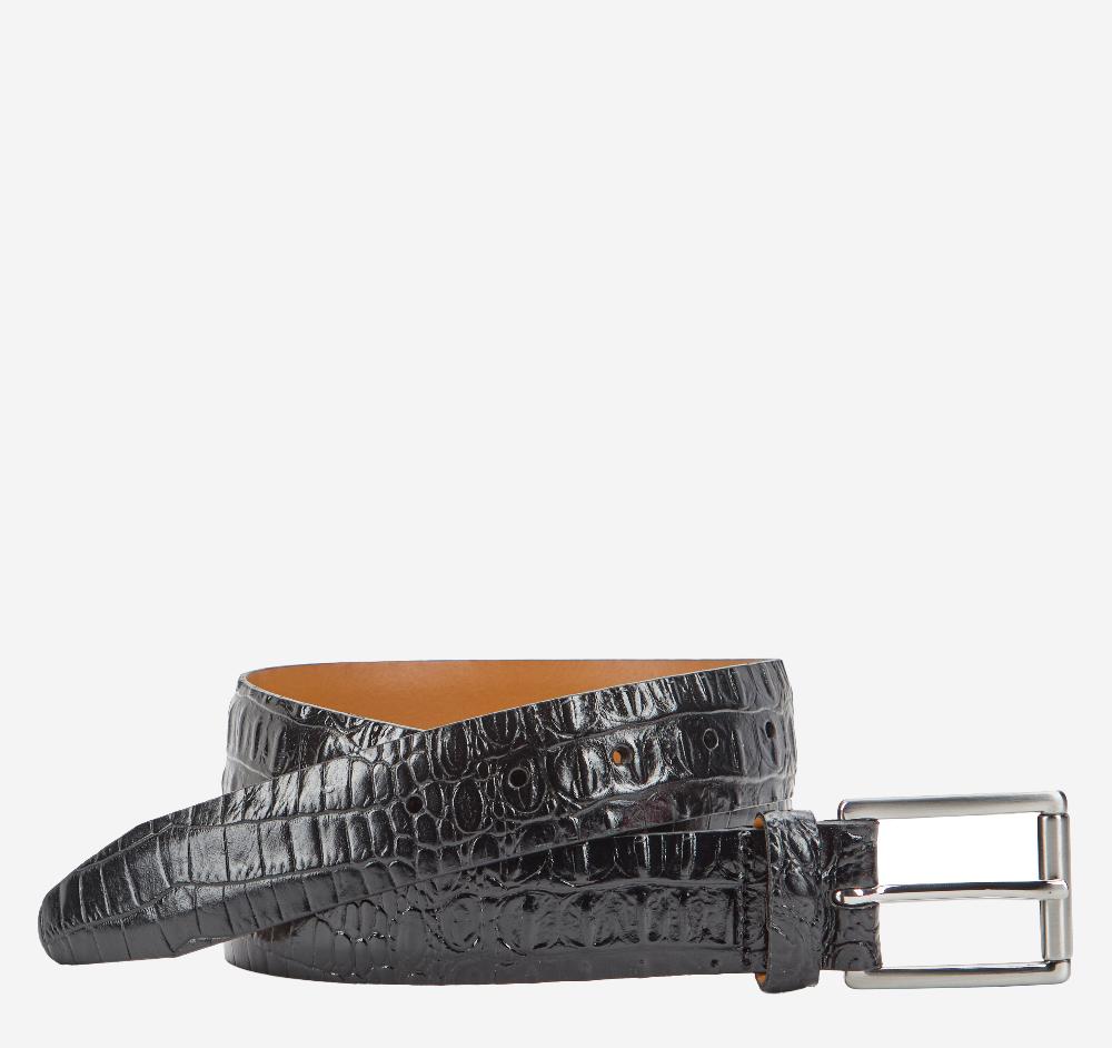 johnston & murphy Croc-Embossed Leather Belt Black