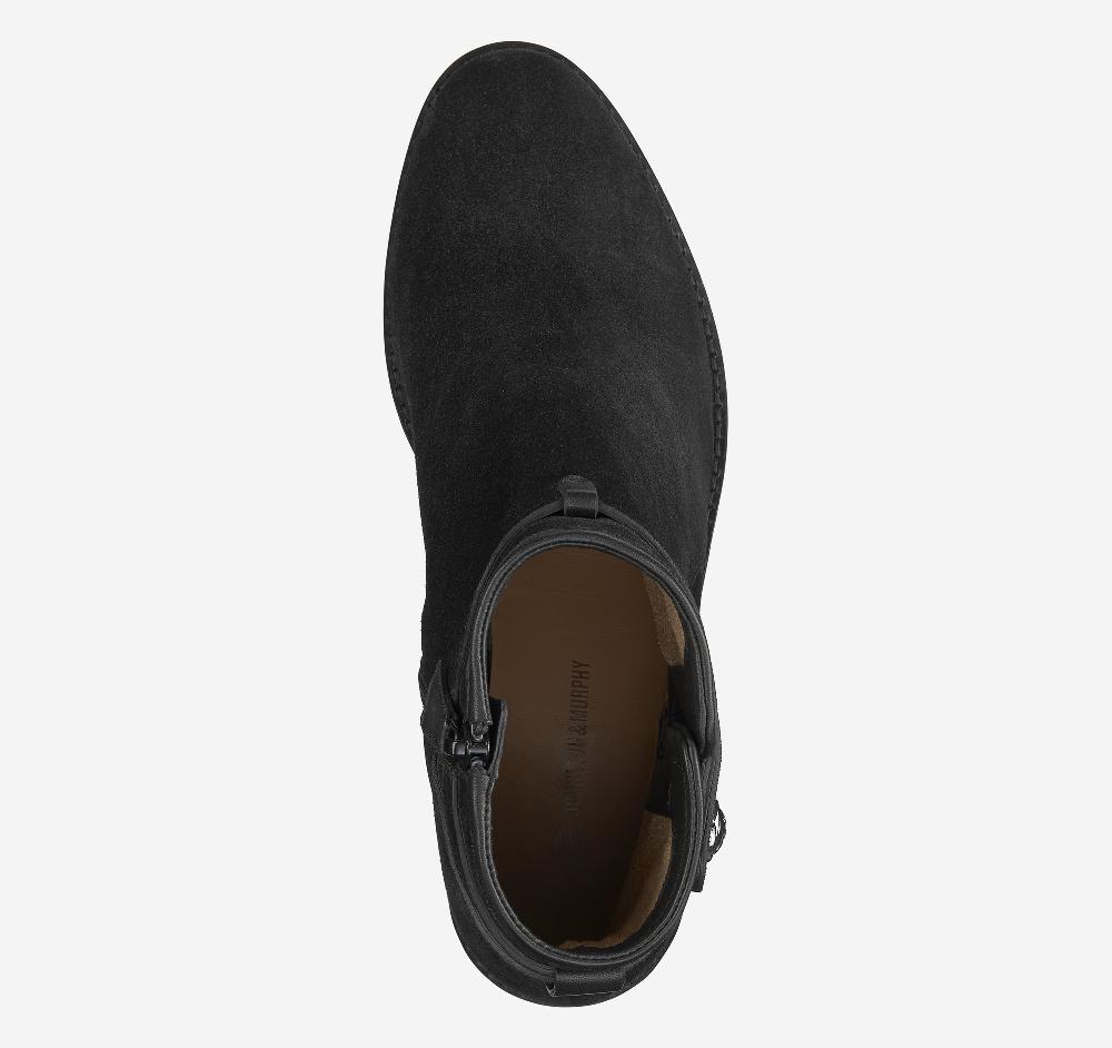 Johnston & Murphy Darby Snap Bootie Black Suede