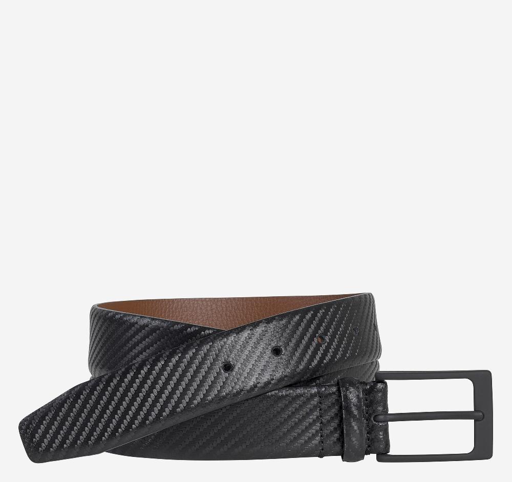 johnston & murphy Diagonal Embossed Belt Black