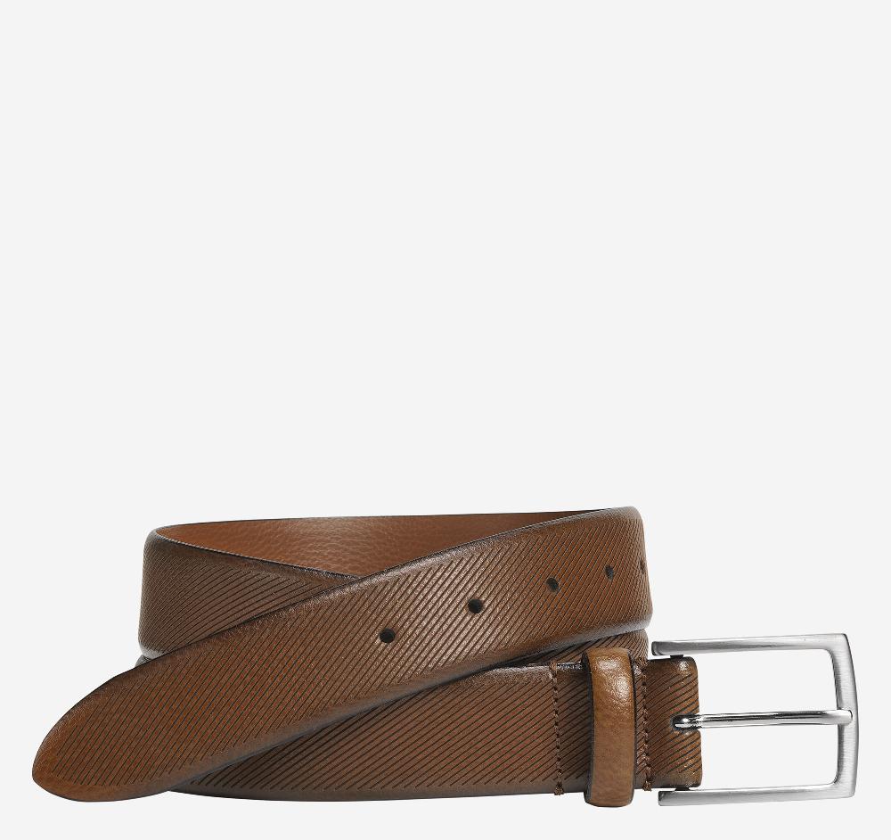 johnston & murphy Diagonal Embossed Belt Tan