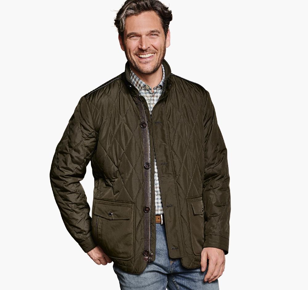 johnston & murphy Diamond Quilt Jacket Olive
