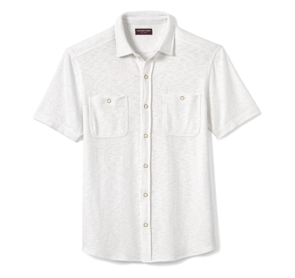 Johnston & Murphy Double Pocket Knit Shirt White