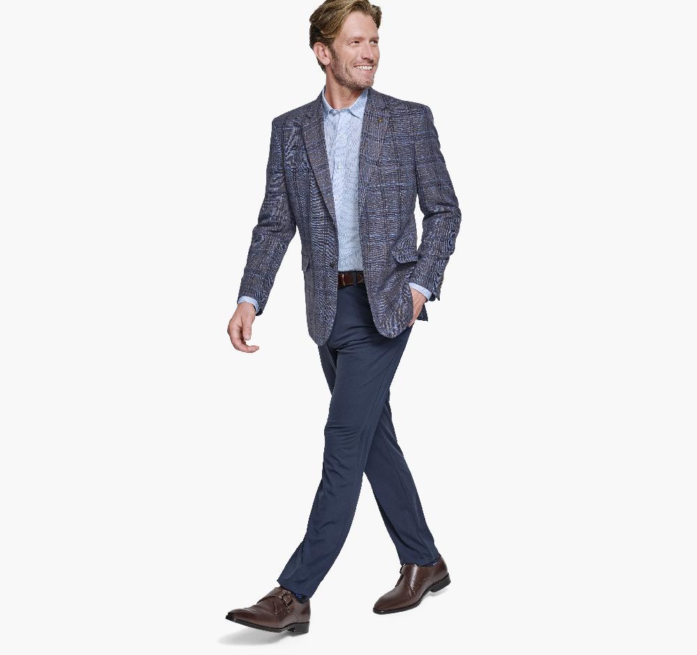 Johnston & Murphy Dress Plaid Blazer Blue/Tan Plaid