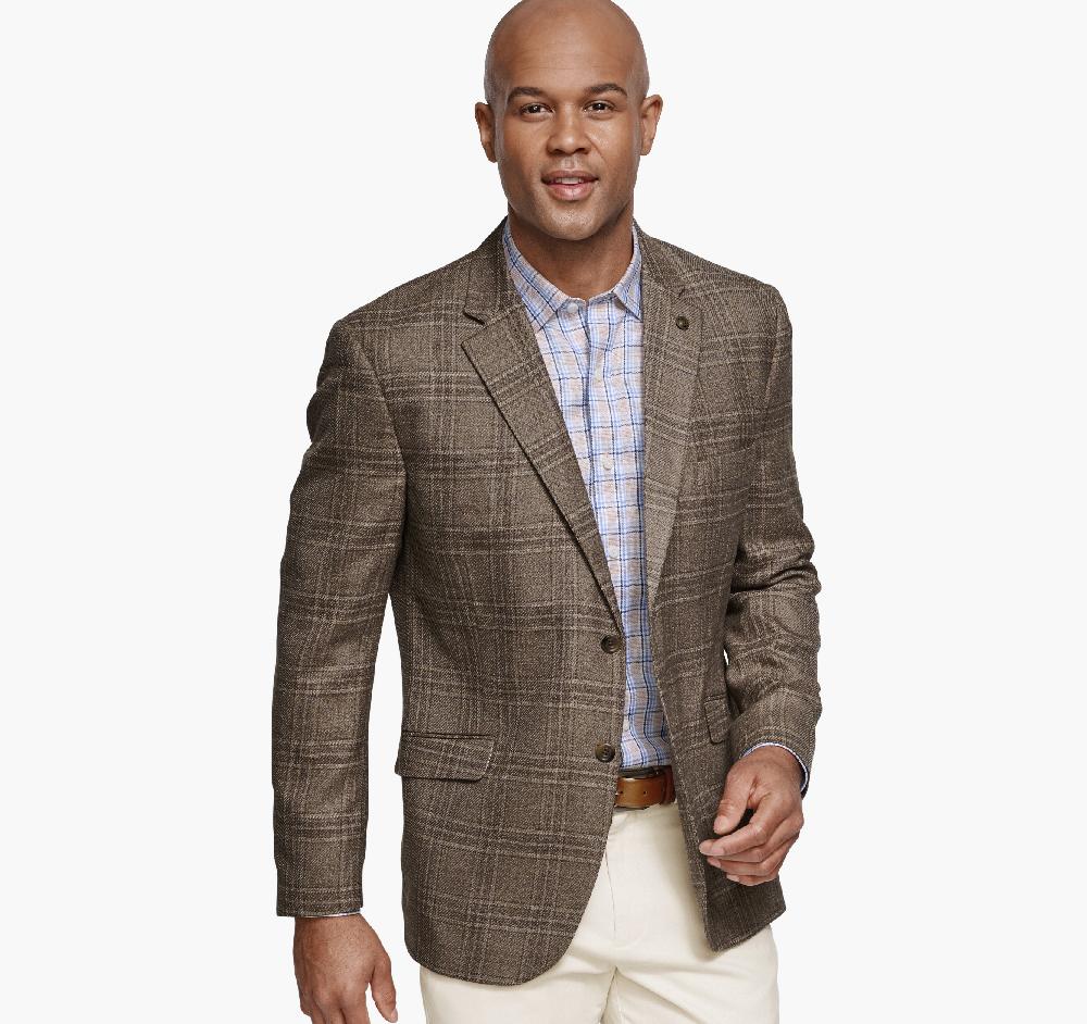 johnston & murphy Dress Plaid Blazer Brown Plaid