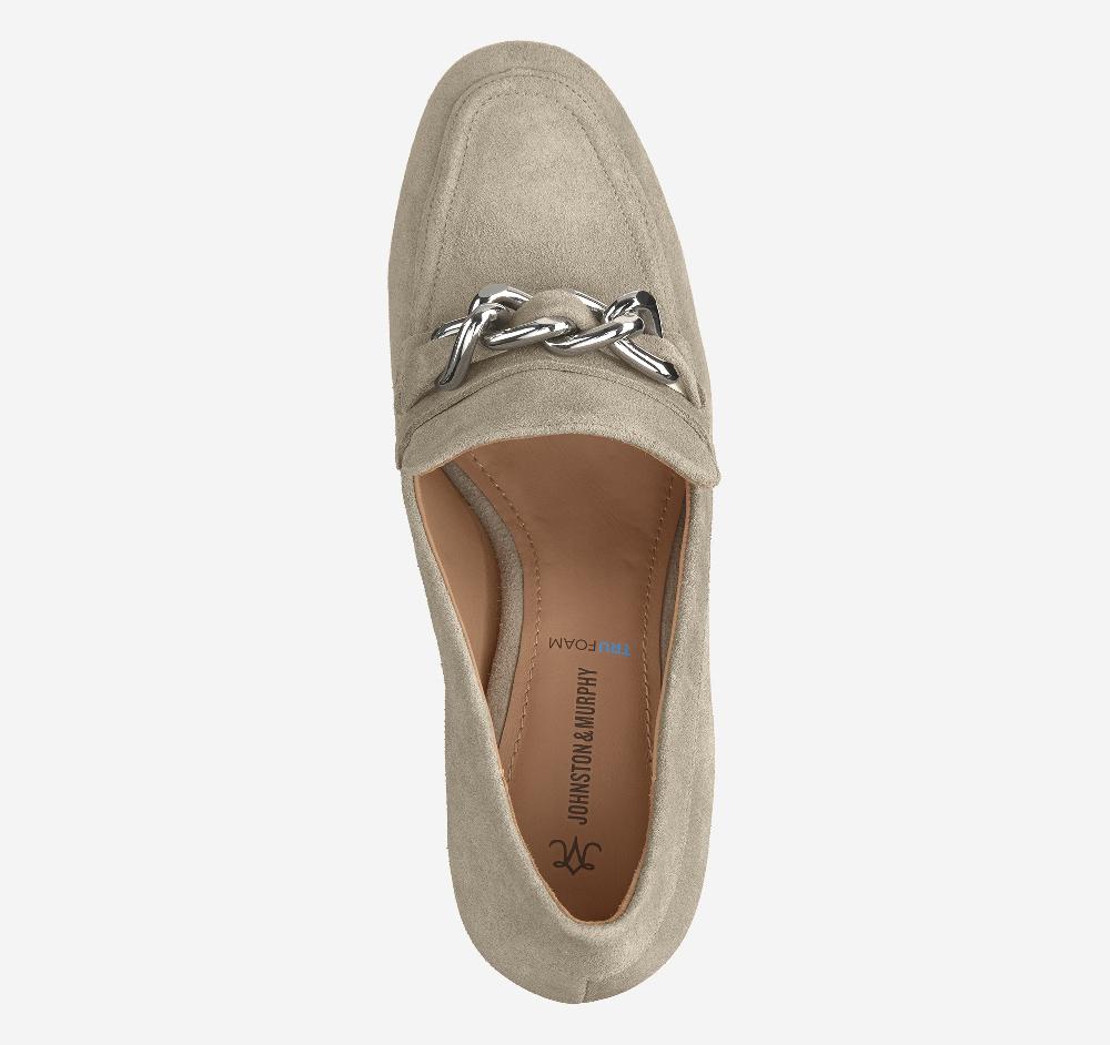Johnston & Murphy Eleanor Chain Loafer Taupe Suede
