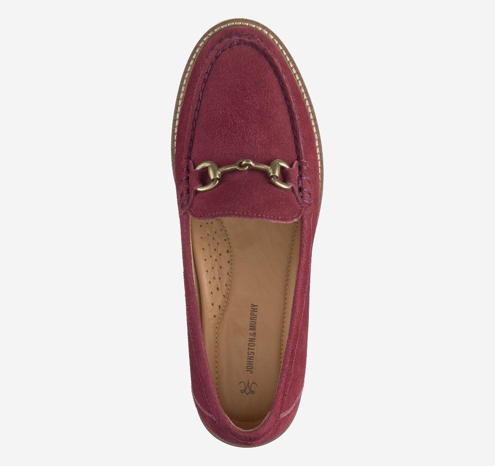 Johnston & Murphy Emmalynn Bit Loafer Red Kid Suede