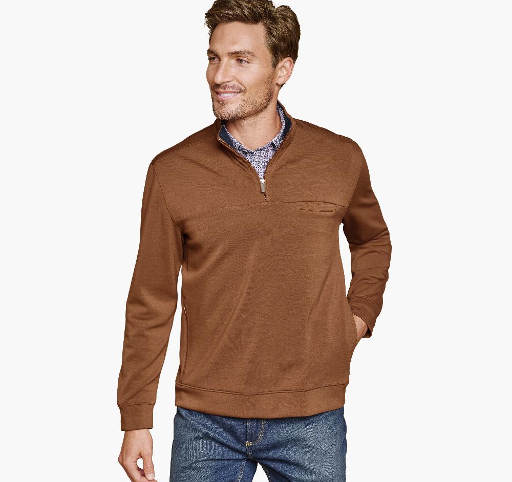 johnston & murphy Essential Quarter-Zip Rust