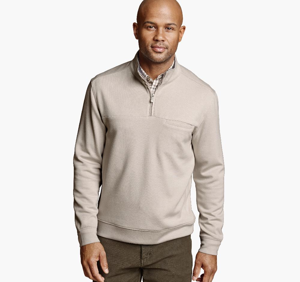 johnston & murphy Essential Quarter-Zip Stone