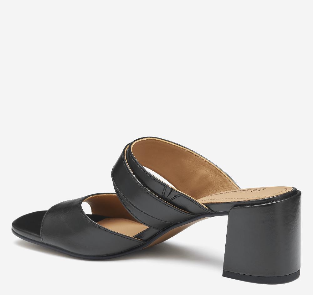 Johnston & Murphy Everly Buckle Slide Black Calfskin