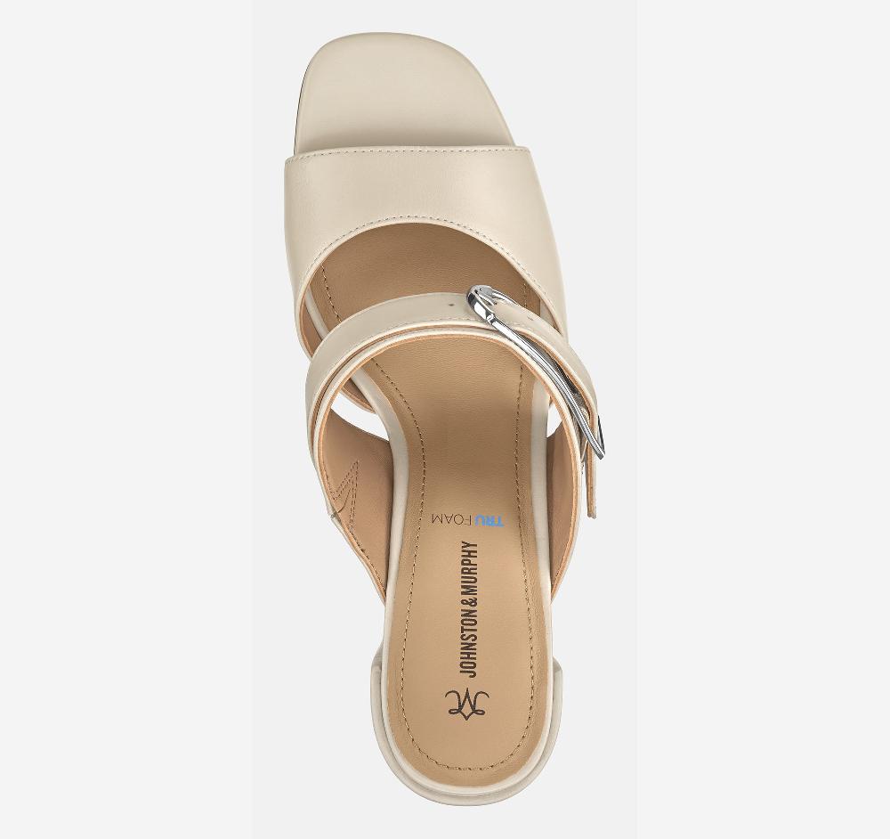 Johnston & Murphy Everly Buckle Slide Bone Calfskin