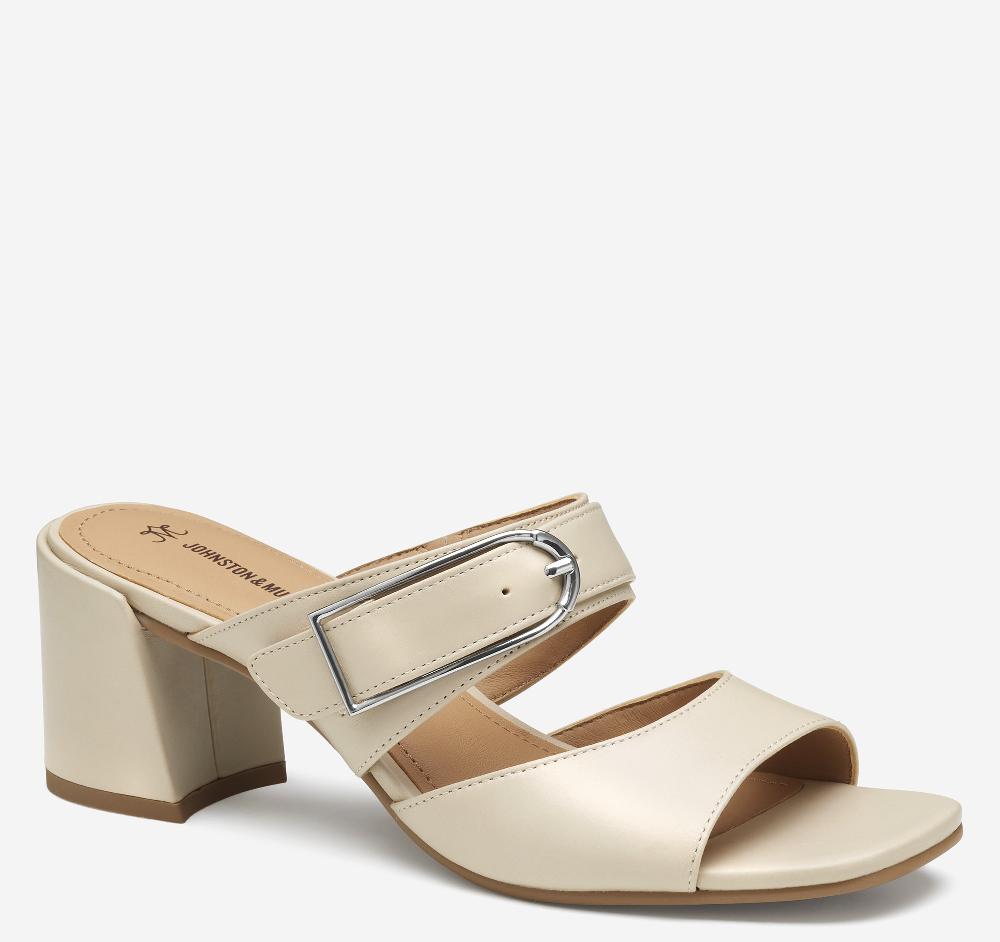 johnston & murphy Everly Buckle Slide Bone Calfskin