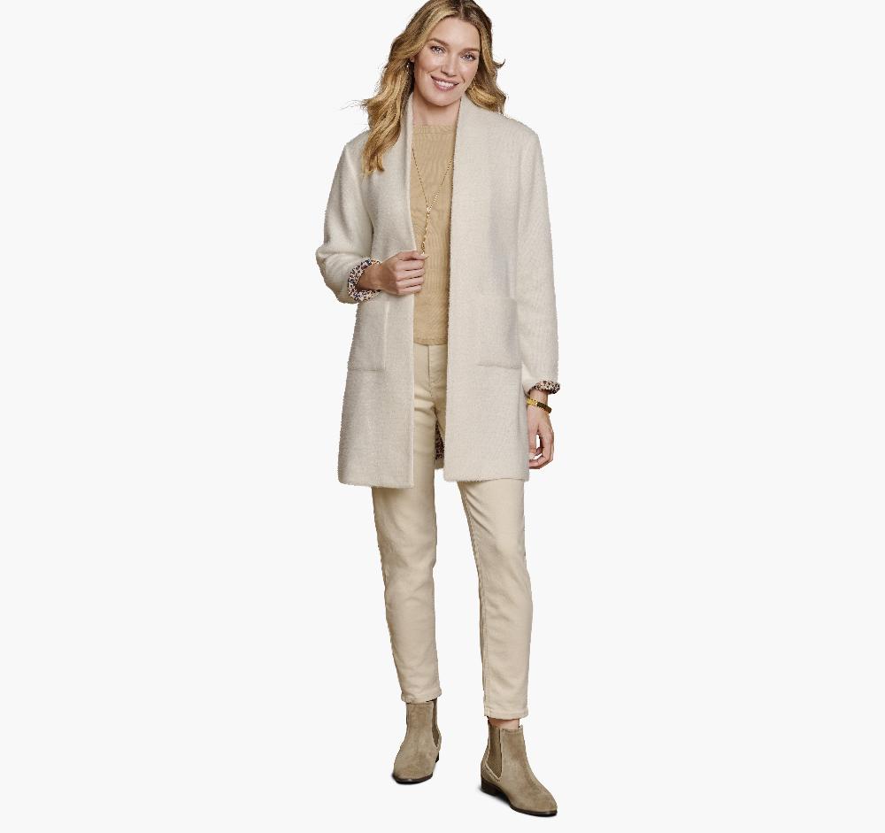 Johnston & Murphy Eyelash Coatigan Ivory