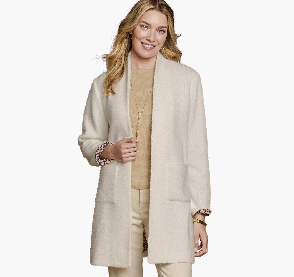 johnston & murphy Eyelash Coatigan Ivory