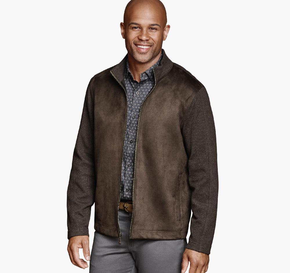 johnston & murphy Faux-Suede Full-Zip Brown