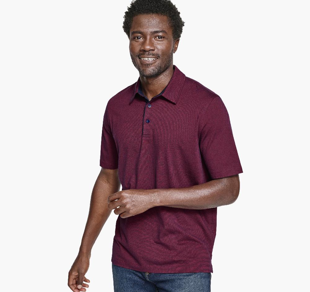 Johnston & Murphy Fine Stripe Polo Burgundy