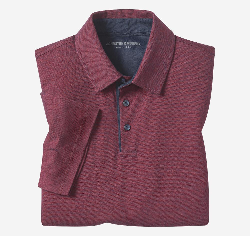 johnston & murphy Fine Stripe Polo Burgundy