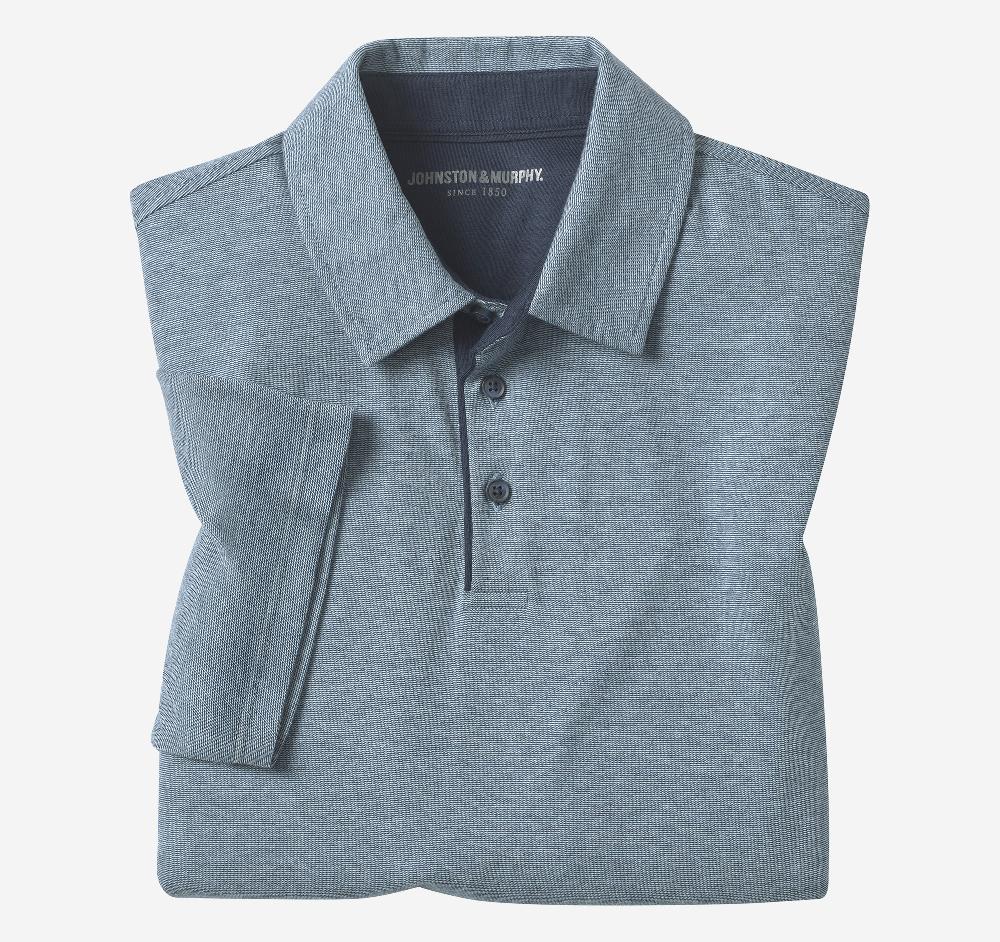 johnston & murphy Fine Stripe Polo Light Blue