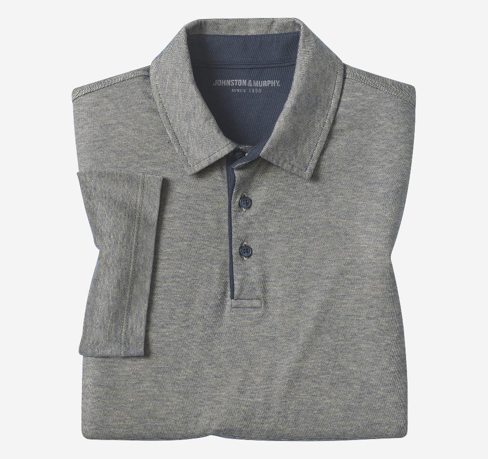johnston & murphy Fine Stripe Polo Tan