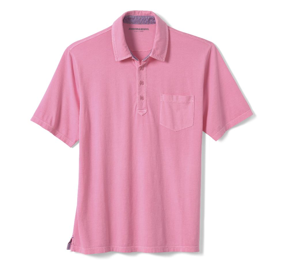 Johnston & Murphy Garment Dyed Polo Pink