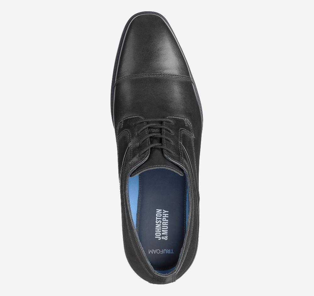 Johnston & Murphy Gibbons Cap Toe Black Full Grain