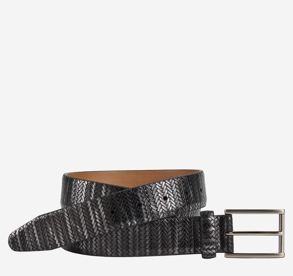 johnston & murphy Herringbone Embossed Belt Black