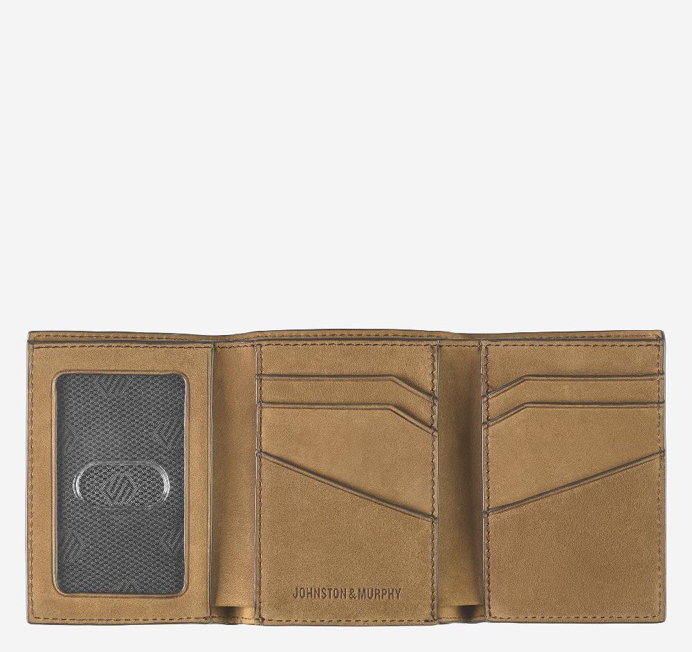Johnston & Murphy Jackson Trifold Wallet Tan Oiled