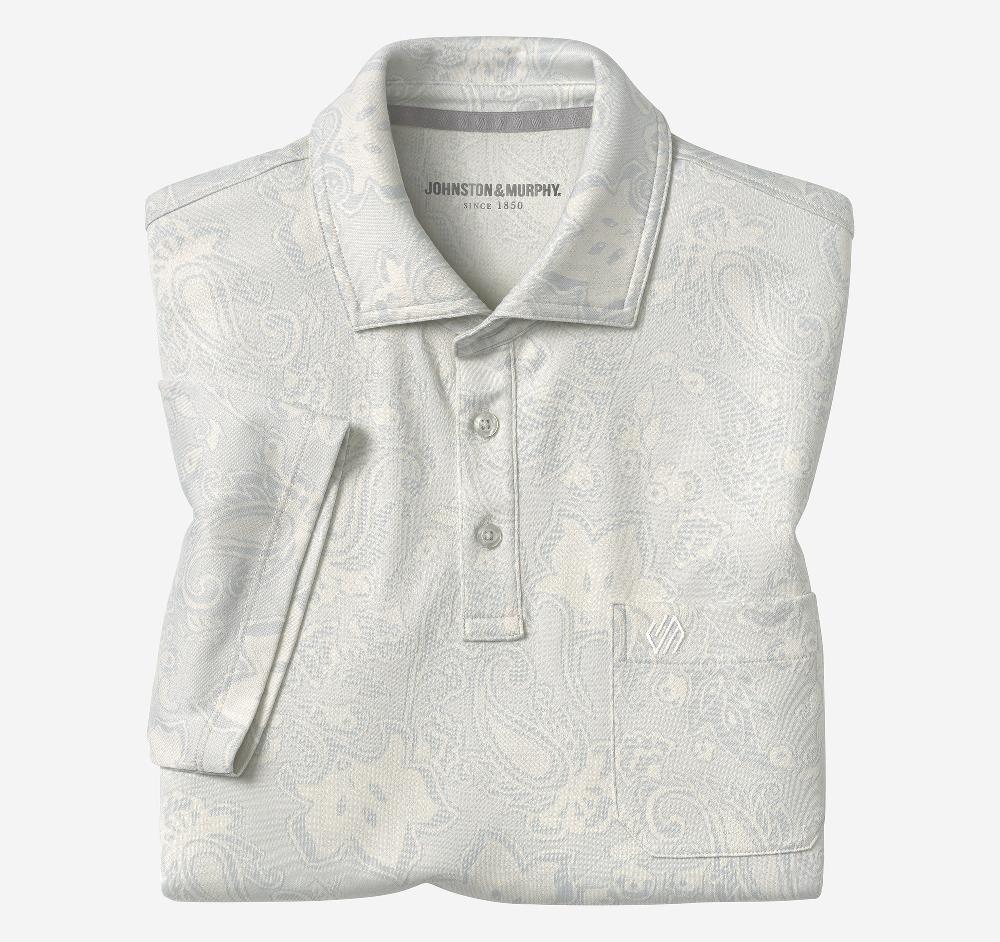 johnston & murphy Jacquard Polo Light Gray Paisley