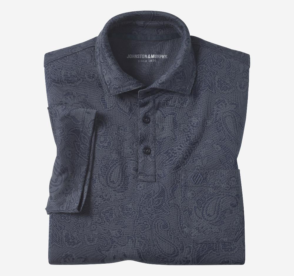 johnston & murphy Jacquard Polo Navy Paisley
