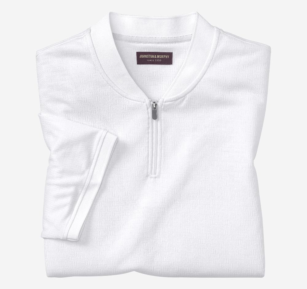 johnston & murphy Jacquard Zip Polo White