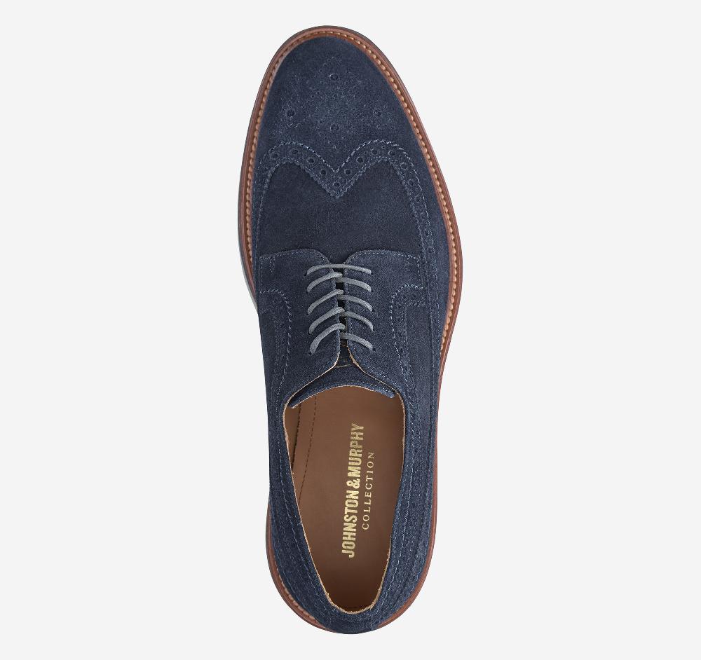 Johnston & Murphy Jenson Longwing Navy Suede