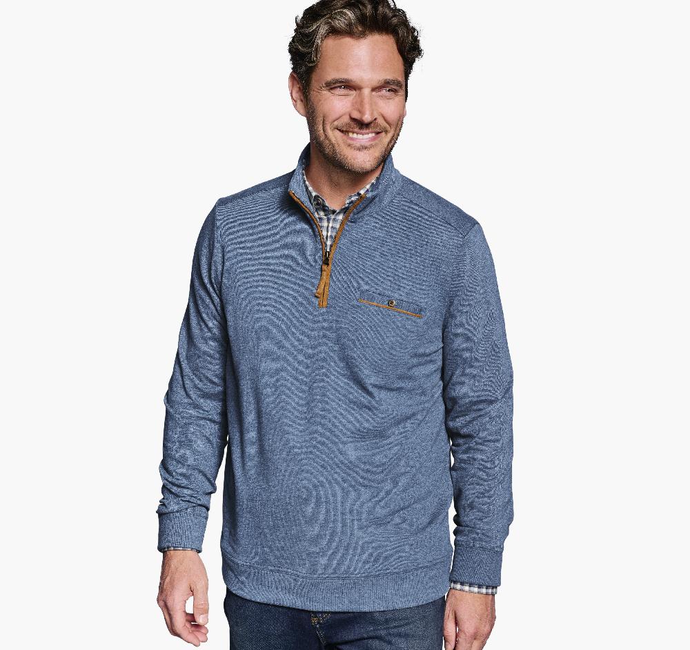 johnston & murphy Knit Quarter-Zip Light Blue