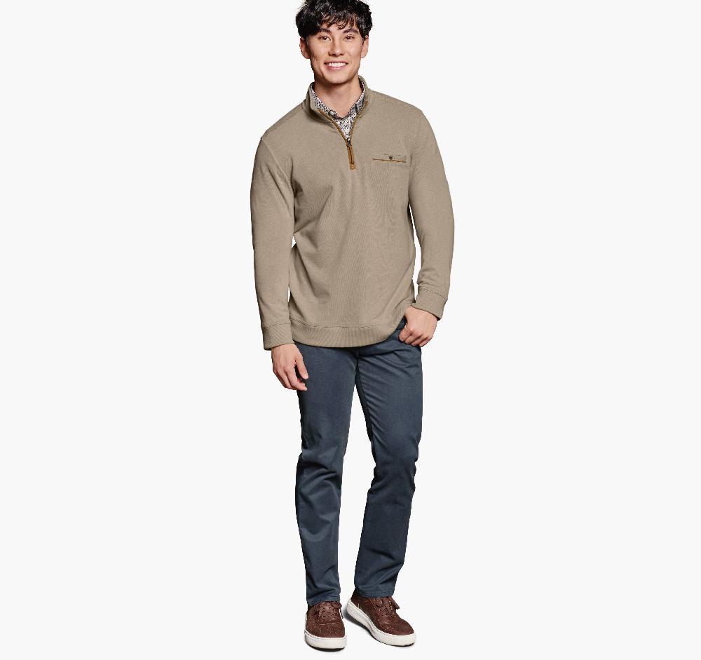 Johnston & Murphy Knit Quarter-Zip Oatmeal