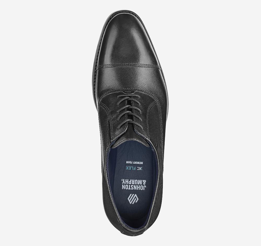 Johnston & Murphy Landry Cap Toe Black Full Grain