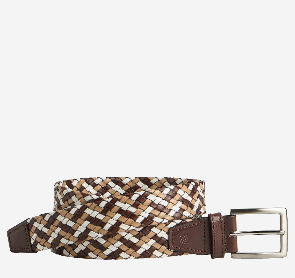 johnston & murphy Leather Woven Belt Tan Multi