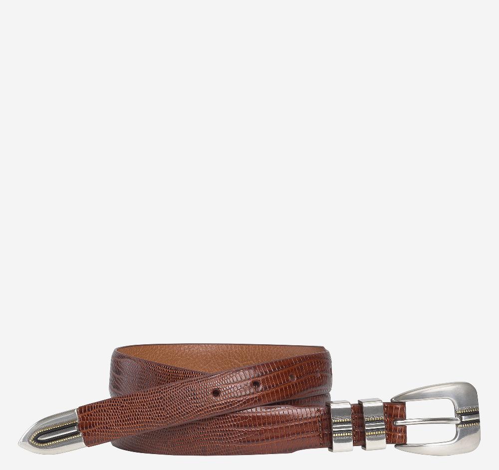 johnston & murphy Lizard-Grain Ranger Belt Cognac