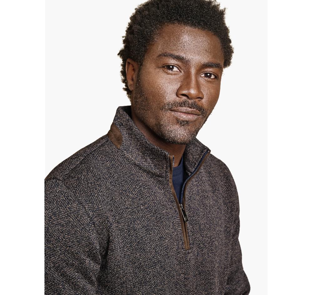 Johnston & Murphy Marled Quarter-Zip Navy/Brown