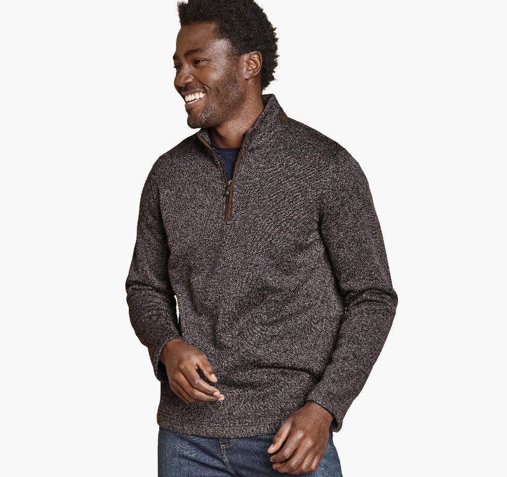 johnston & murphy Marled Quarter-Zip Navy/Brown