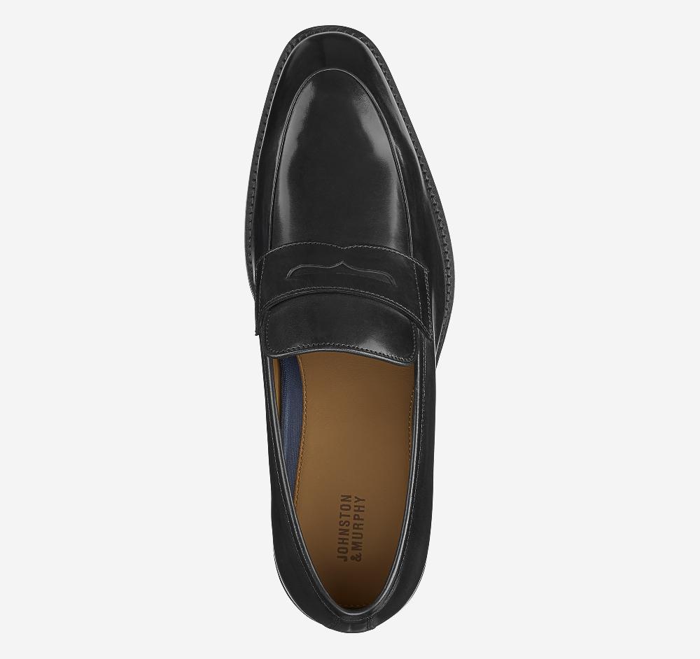 Johnston & Murphy Meade Penny Black Italian Calfskin
