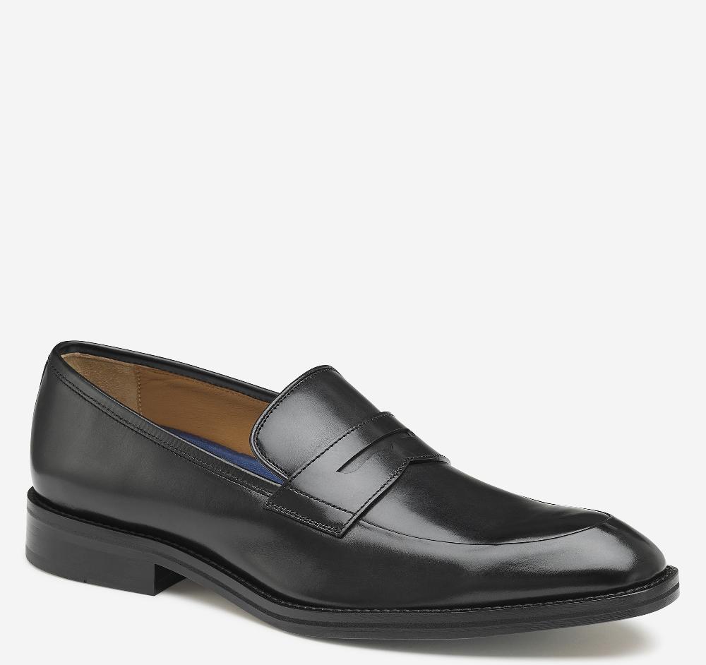 johnston & murphy Meade Penny Black Italian Calfskin