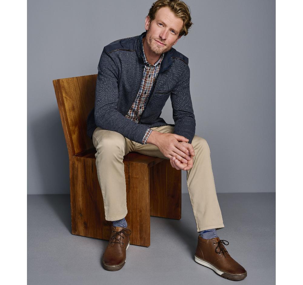 Johnston & Murphy Melange Knit Full-Zip Navy