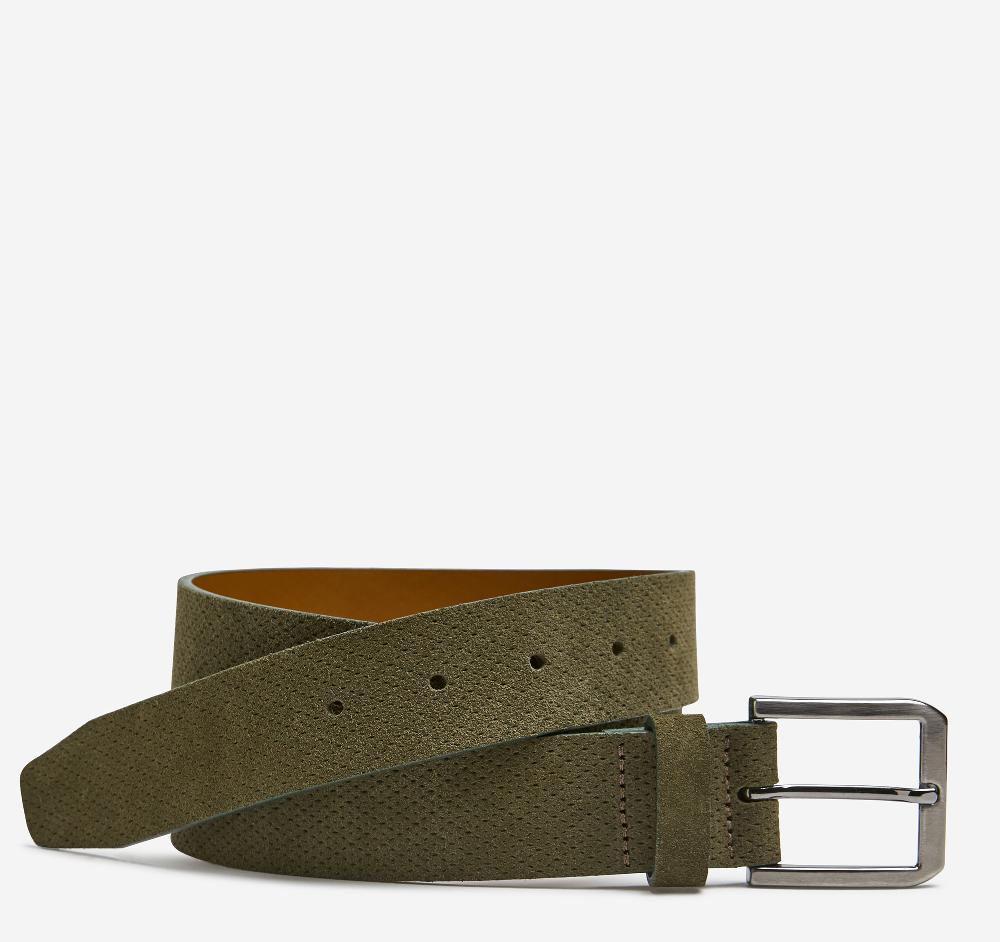 johnston & murphy Micro-Textured Suede Belt Olive