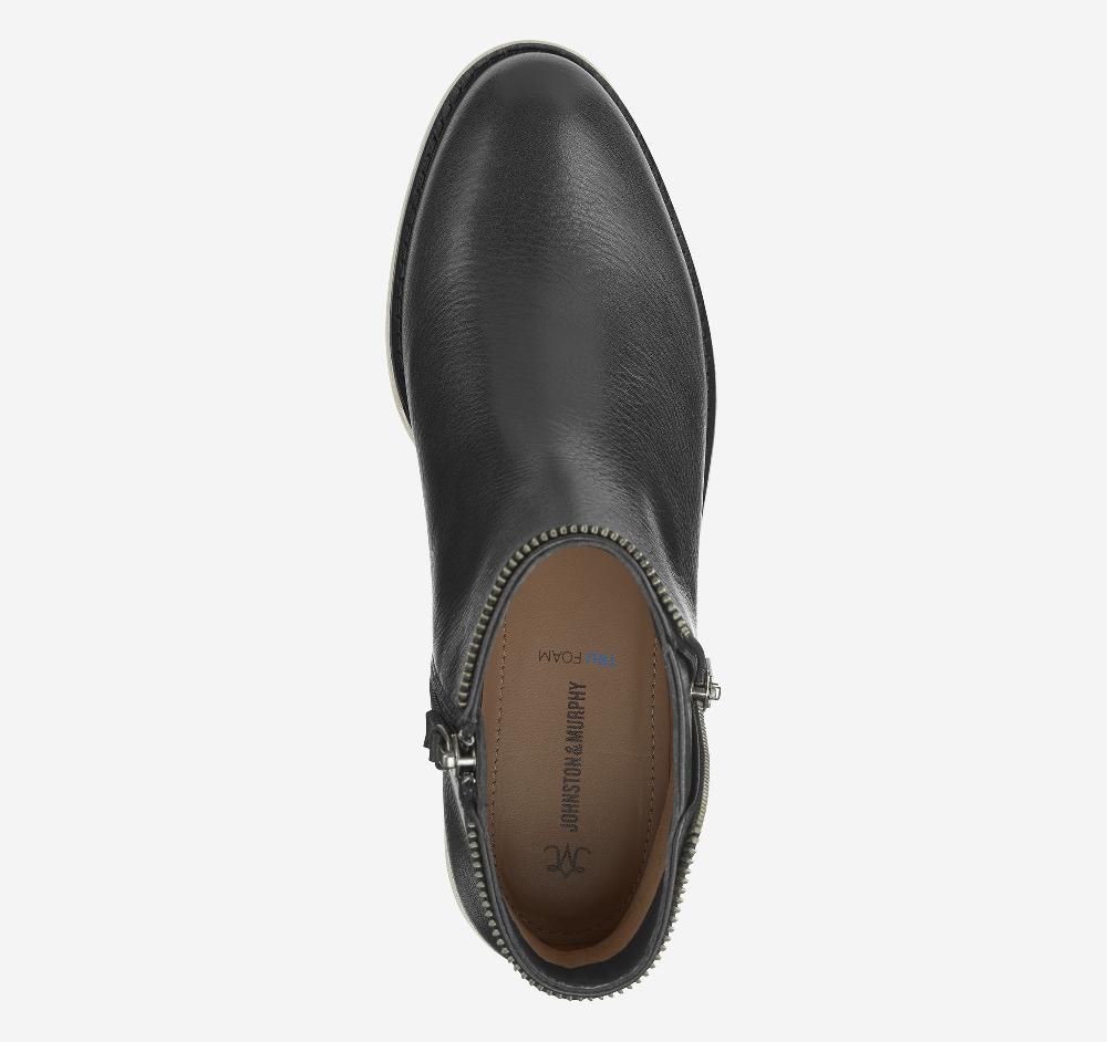 Johnston & Murphy Mitzi Zipper Bootie Black Calfskin