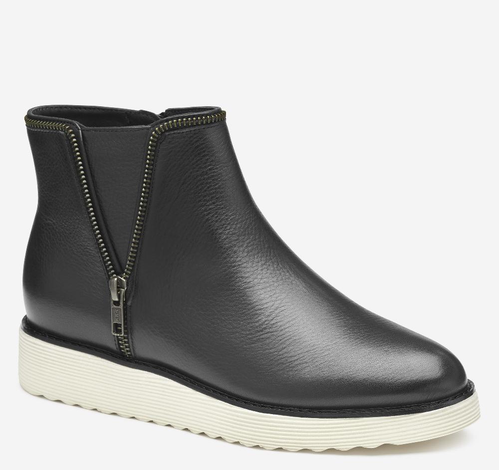 johnston & murphy Mitzi Zipper Bootie Black Calfskin