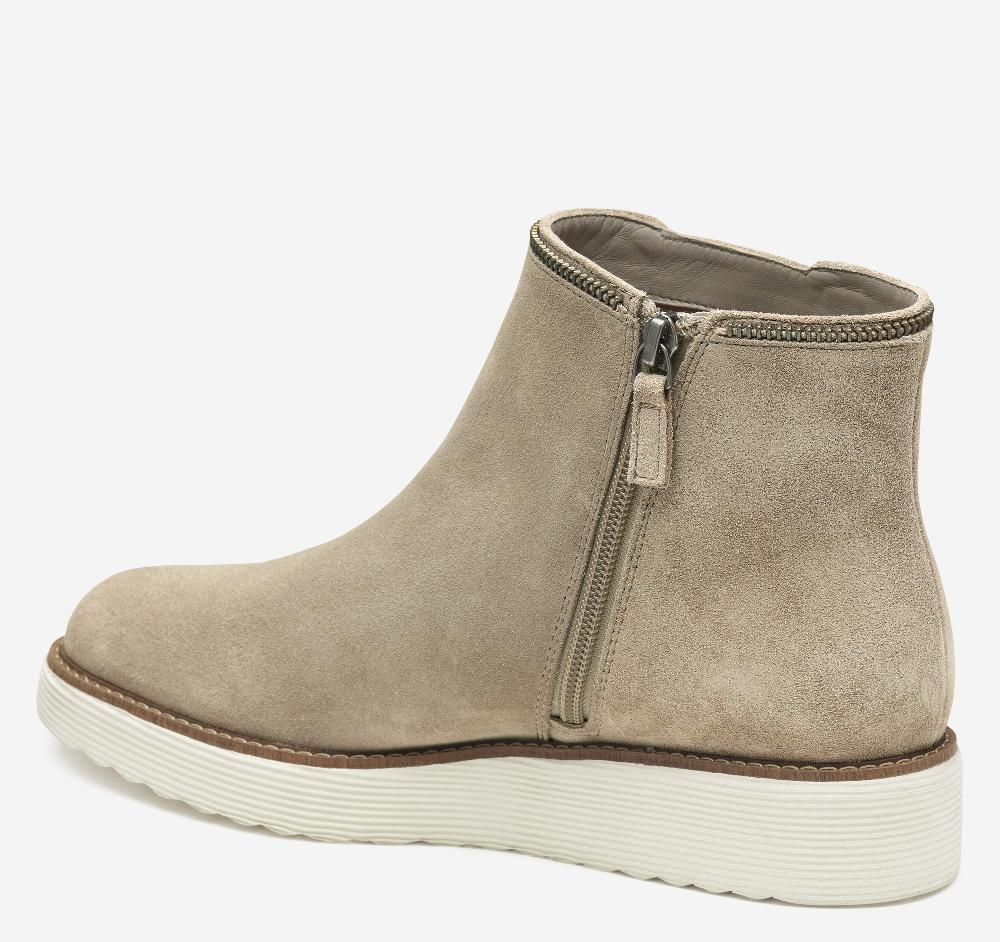 Johnston & Murphy Mitzi Zipper Bootie Taupe Suede