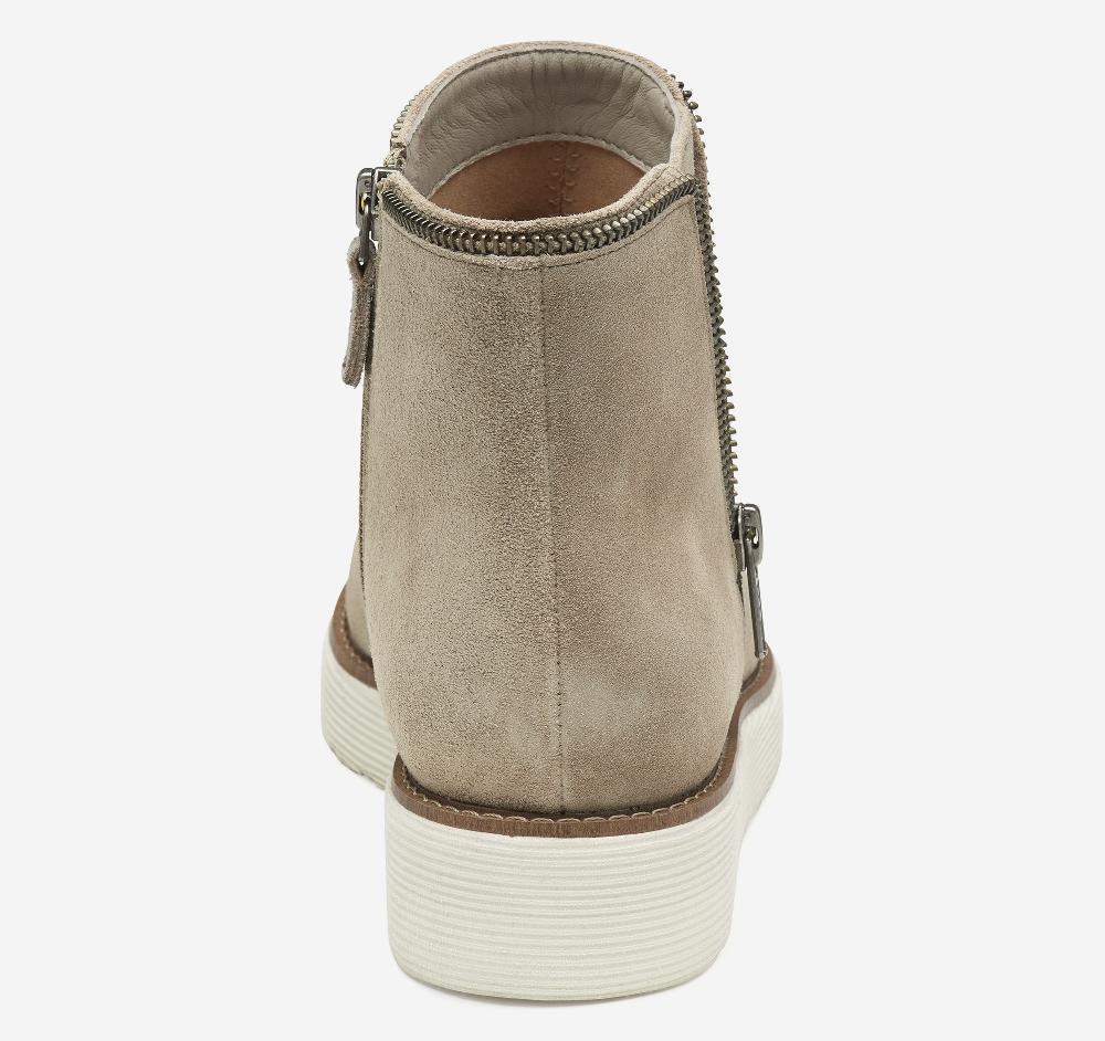 Johnston & Murphy Mitzi Zipper Bootie Taupe Suede