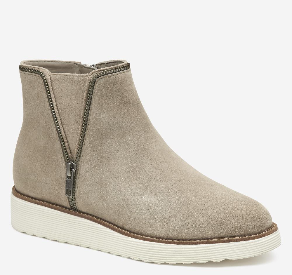 johnston & murphy Mitzi Zipper Bootie Taupe Suede
