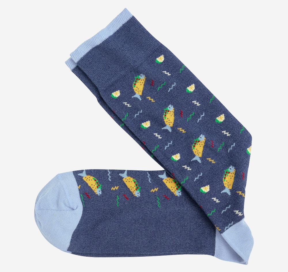 johnston & murphy Novelty Socks Denim Fish Tacos